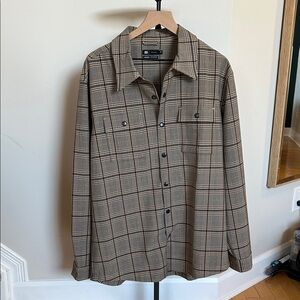 Men's Plaid Button-Up Shirt - Brown